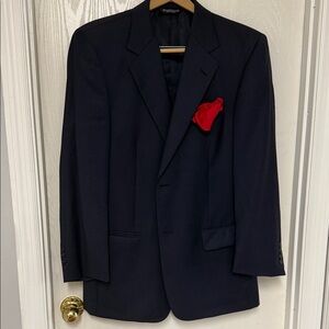 Classic Evan Piccone Navy Blazer with Red Accent